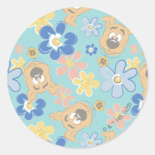 Puppy Scooby-Doo Flower Pattern Ronde Sticker
