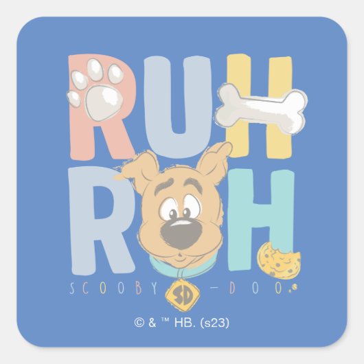 Puppy Scooby-Doo "Ruh Roh" Vierkante Sticker (Voorkant)