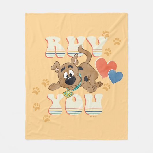 Puppy Scooby-Doo "Ruv you" Fleece Deken (Voorkant)