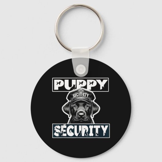 Puppy Security Dog Catcher Kostuum Zwarte Lab Sleutelhanger (Voorkant)
