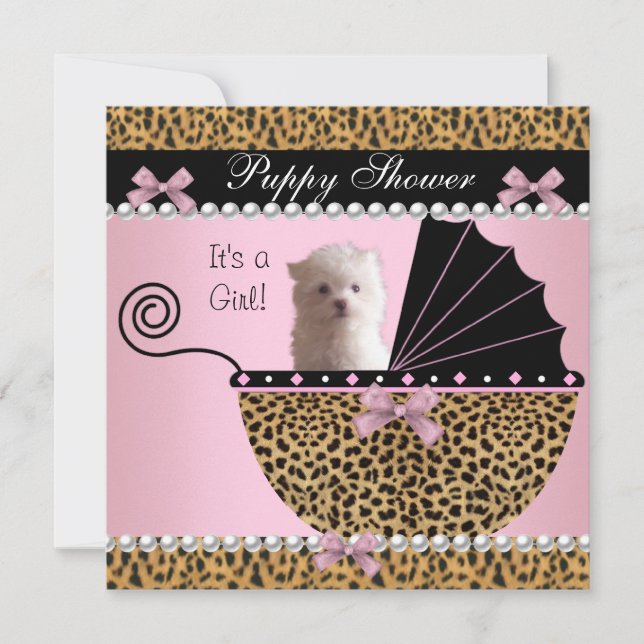 Puppy Shower Cute Dog Pink Leopard (Voorkant)