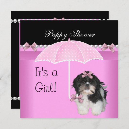 Puppy Shower Cute Dog Roze Kaart (Voorkant / Achterkant)