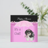 Puppy Shower Cute Dog Roze Kaart (Staand voorkant)