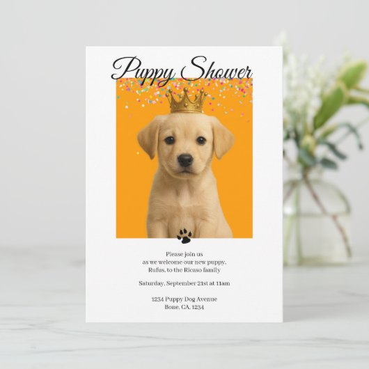 Puppy Shower Cute Personalized Dog Adoption Kaart (Staand voorkant)