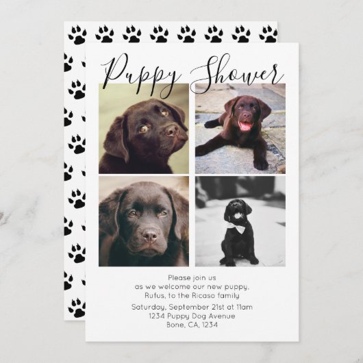 Puppy Shower Cute Personalized Dog Adoption Kaart (Voorkant / Achterkant)