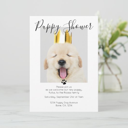 Puppy Shower Cute Personalized Dog Adoption Kaart (Staand voorkant)