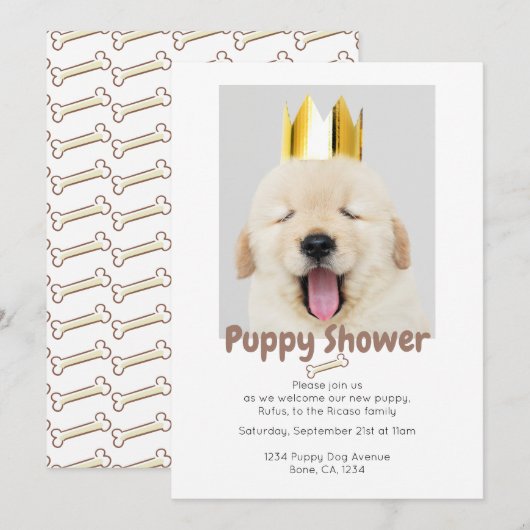 Puppy Shower Kaart (Voorkant / Achterkant)