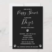 Puppy Shower Party - Elegant Black Modern New Pet Kaart (Achterkant)