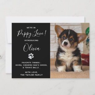 Puppy Shower Party - Elegant modern, zwart, nieuw  Kaart