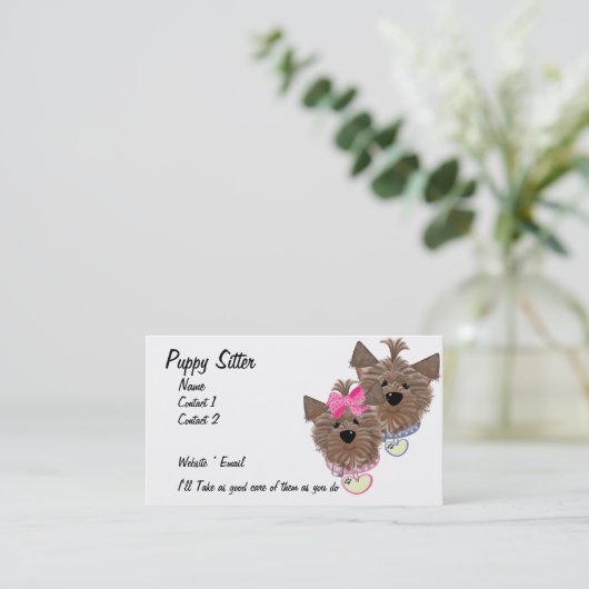 Puppy Sitter Visitekaartje (Staand voorkant)