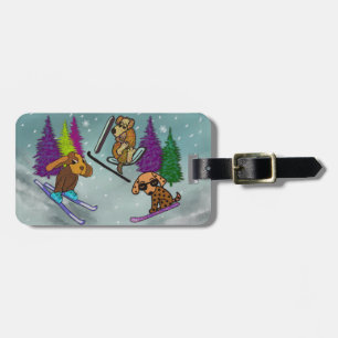 Puppy Ski Vacation Bagagelabel