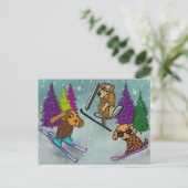 Puppy Ski Vacation Briefkaart (Staand voorkant)