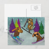 Puppy Ski Vacation Briefkaart (Voorkant / Achterkant)