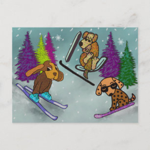 Puppy Ski Vacation Briefkaart