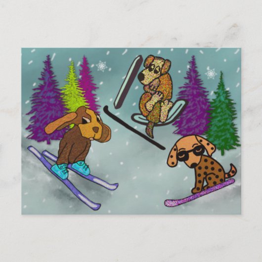 Puppy Ski Vacation Briefkaart (Voorkant)