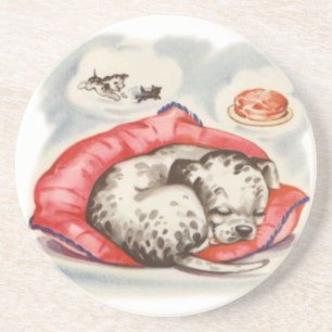 puppy slaap zandsteen onderzetter