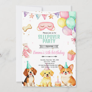 Puppy-slaapfeest verjaardagsfeest uitnodiging