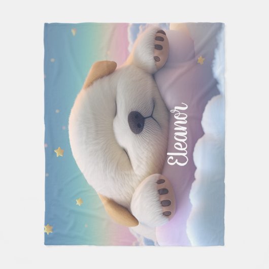 Puppy Slaping op een cloud Fleece Deken (Voorkant)