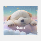 Puppy Slaping op een cloud Fleece Deken (Voorkant (Horizontaal))