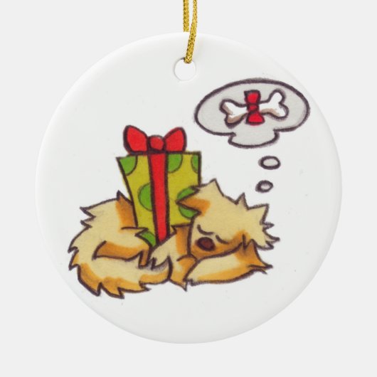 Puppy Slaping ** Vakantigedoe Keramisch Ornament (Voorkant)