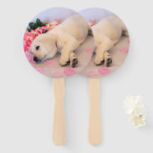 Puppy Sleep Flower 01 Handwaaier (Voorkant en achterkant)