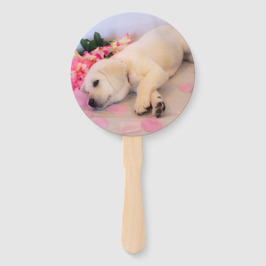 Puppy Sleep Flower 01 Handwaaier (Voorkant)