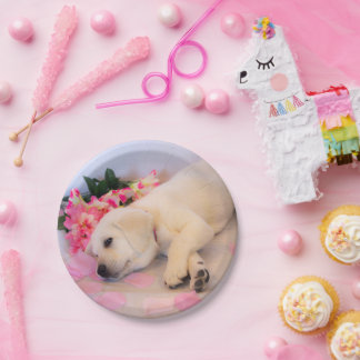 Puppy Sleep Flower 01 Papieren Bordje