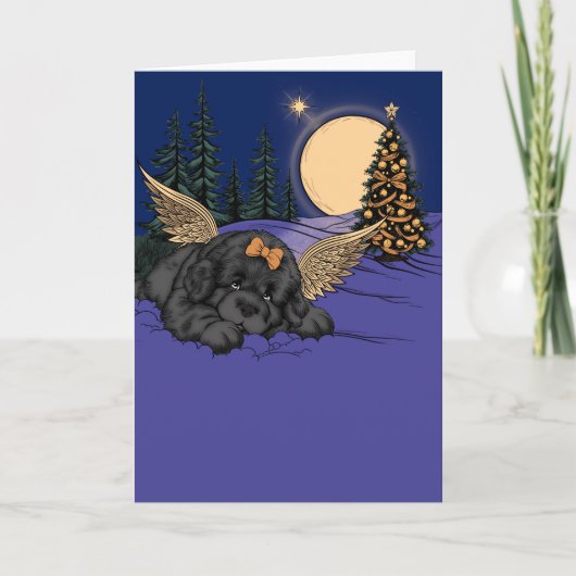 Puppy Sneeuw Engel Feestdagen Kaart (Voorkant)