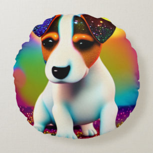 Puppy Sparkle-Up van de Terrier Cute Rond Kussen