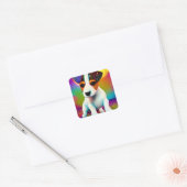 Puppy Sparkle-Up van de Terrier Cute Vierkante Sticker (Envelop)