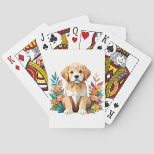 Puppy speels Schattig leuk kleurrijk vrolijk dier Pokerkaarten