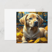 Puppy speelt in herfstbladeren (Voorkant / Achterkant)