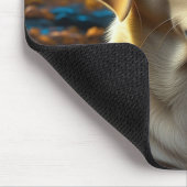 Puppy speelt in herfstbladeren muismat (Hoek)