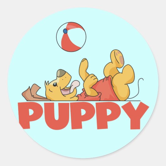 Puppy speelt T-shirts en geschenken Ronde Sticker (Voorkant)