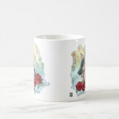 Puppy spelen in een tuin van rozen Duitse herder Koffiemok (Center)