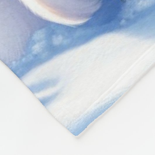 Puppy spelen met een besneeuwde winterschoen fleece deken (Hoek)