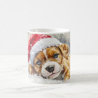 Puppy spelen met Santa Hat - Waterverf Koffiemok
