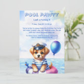 Puppy Splash Verjaardag Pool Party Uitnodiging (Staand voorkant)