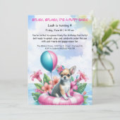 Puppy Splash Verjaardag Pool Party Uitnodiging (Staand voorkant)