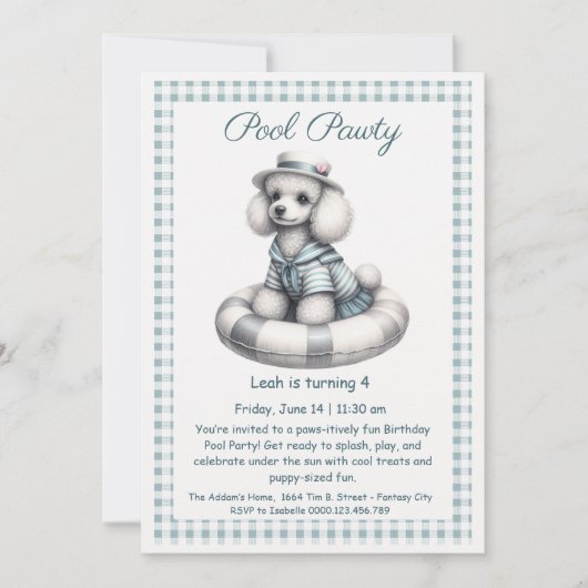 Puppy Splash Verjaardag Pool Party Uitnodiging (Voorkant)