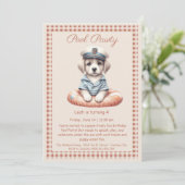 Puppy Splash Verjaardag Pool Party Uitnodiging (Staand voorkant)