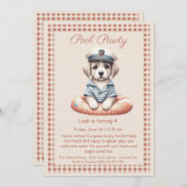 Puppy Splash Verjaardag Pool Party Uitnodiging (Voorkant / Achterkant)