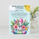 Puppy Splash Verjaardag Pool Party Uitnodiging (Staand voorkant)