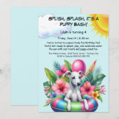 Puppy Splash Verjaardag Pool Party Uitnodiging (Voorkant / Achterkant)