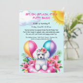Puppy Splash Verjaardag Pool Party Uitnodiging (Staand voorkant)