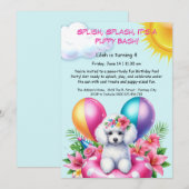 Puppy Splash Verjaardag Pool Party Uitnodiging (Voorkant / Achterkant)
