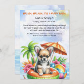 Puppy Splash Verjaardag Pool Party Uitnodiging (Voorkant / Achterkant)