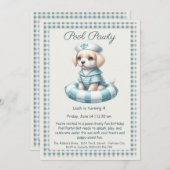 Puppy Splash Verjaardag Pool Party Uitnodiging (Voorkant / Achterkant)