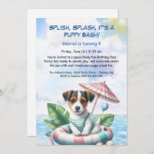 Puppy Splash Verjaardag Pool Party Uitnodiging (Voorkant / Achterkant)