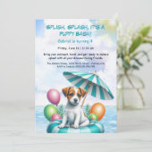 Puppy Splash Verjaardag Pool Party Uitnodiging (Staand voorkant)